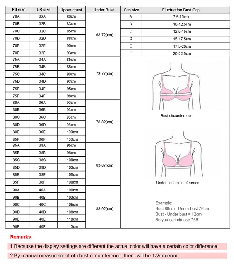 Sexy Front Button Push-Up Bra Backless Comfort Fit Lingerie Top