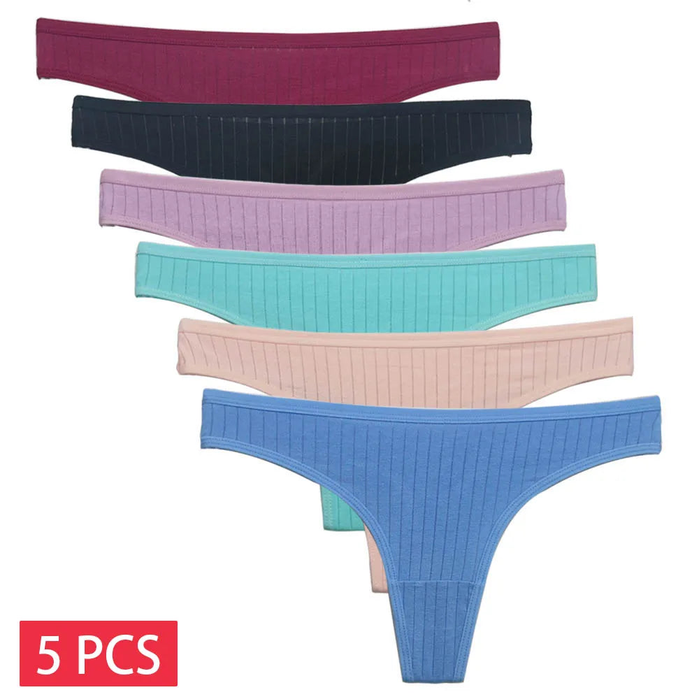5PCS/Set Women’s Cotton G-String Thong Panties