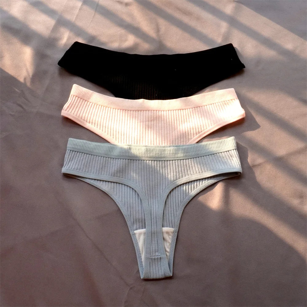 3 Pcs Women’s Seamless Cotton G-String Set