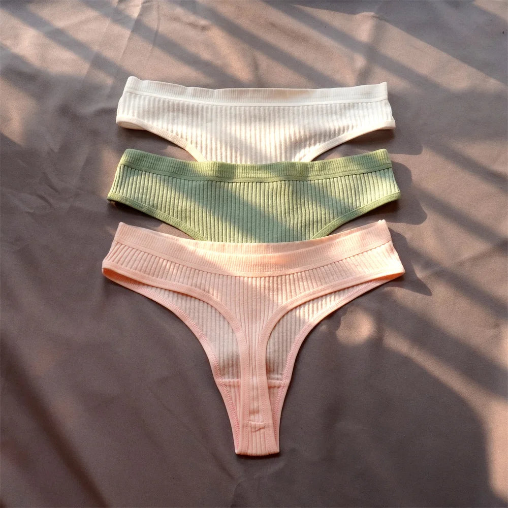 3 Pcs Women’s Seamless Cotton G-String Set