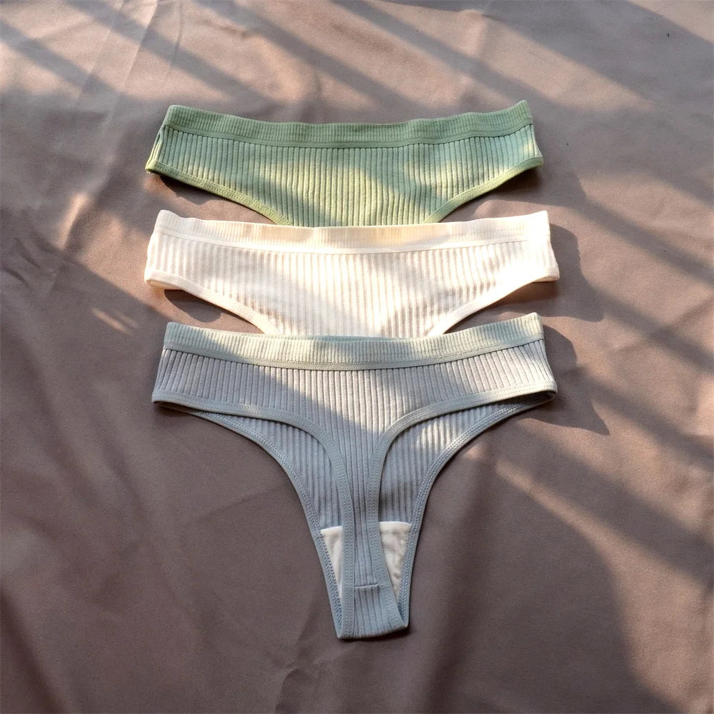 3 Pcs Women’s Seamless Cotton G-String Set