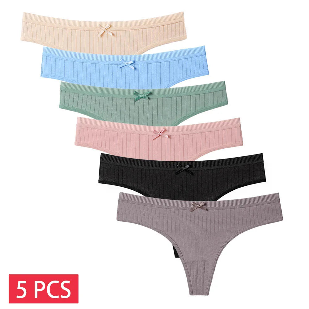 5PCS/Set Women’s Cotton G-String Thong Panties