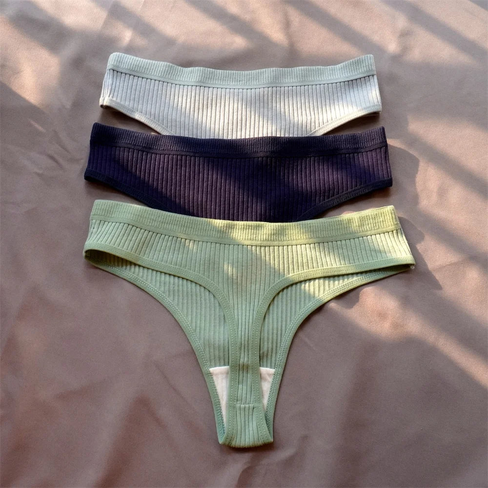 3 Pcs Women’s Seamless Cotton G-String Set