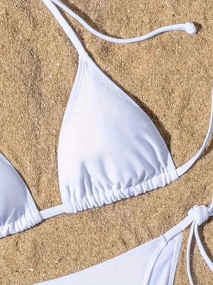 Lace-Up Brazilian Thong Bikini Set