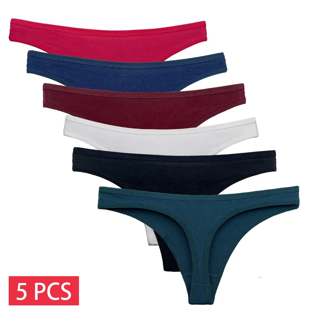 5PCS/Set Women’s Cotton G-String Thong Panties