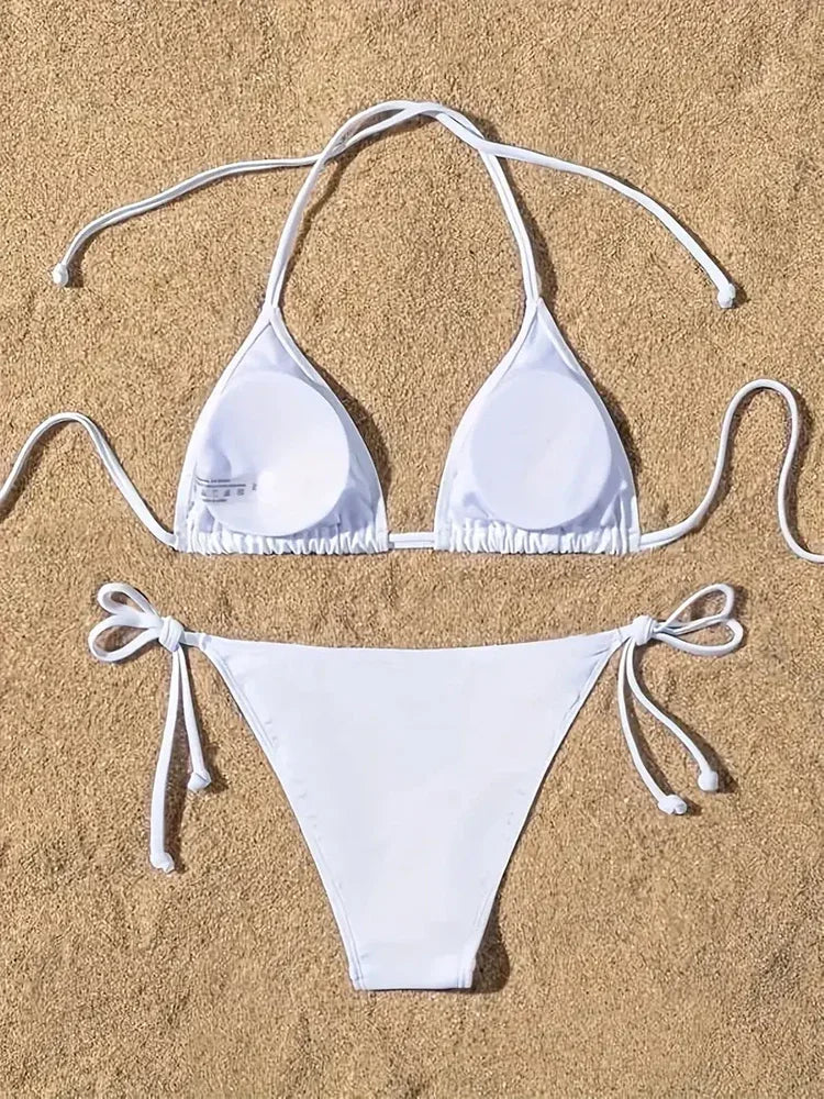 Lace-Up Brazilian Thong Bikini Set