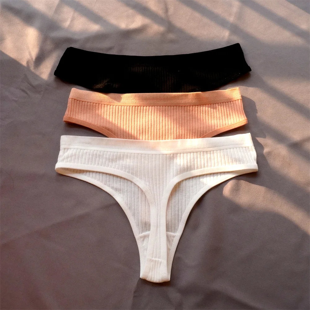 3 Pcs Women’s Seamless Cotton G-String Set