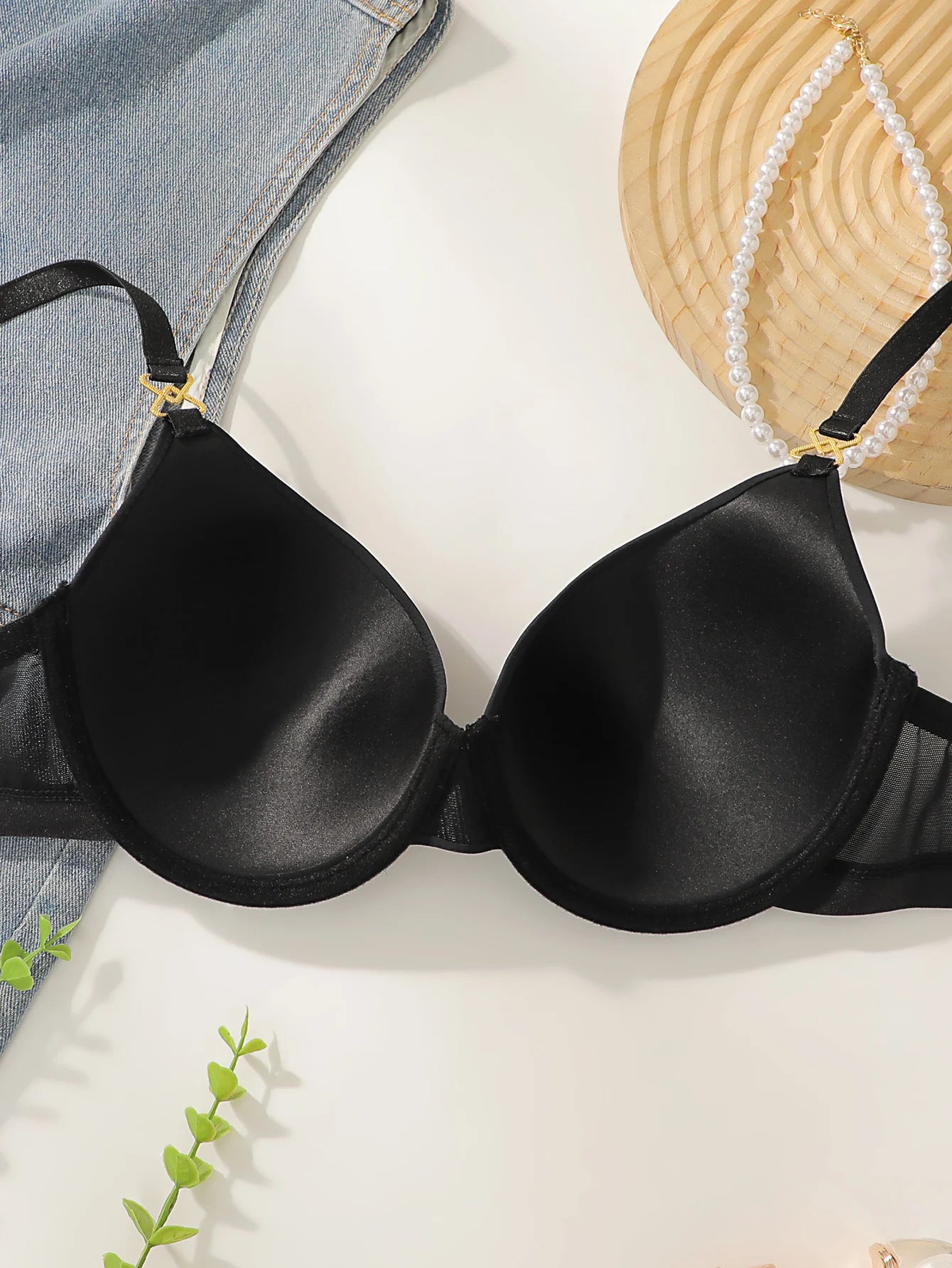 European and American women's sexy lingerie set black pull up bra thong spring and summer