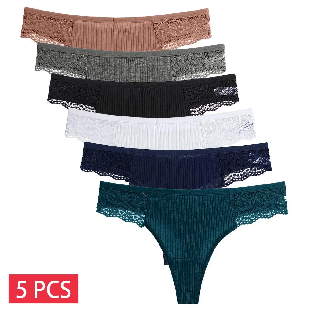 5PCS/Set Women’s Cotton G-String Thong Panties