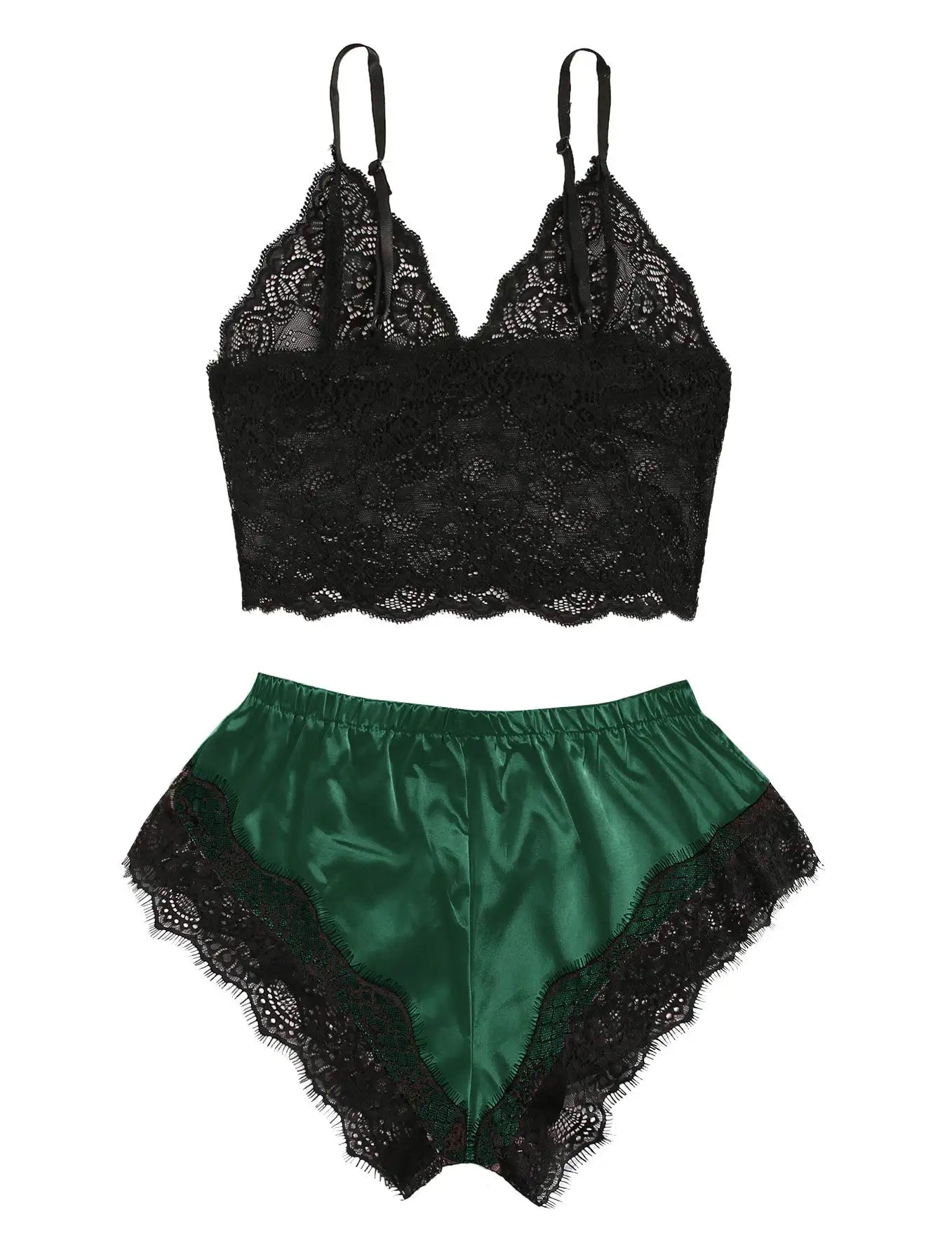 Midnight Lace Sleepwear Set – Sexy Two-Piece Cami and Shorts Lingerie