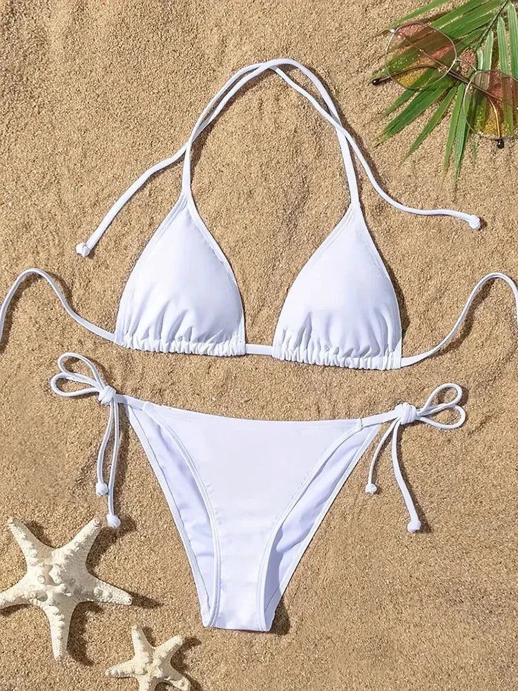Lace-Up Brazilian Thong Bikini Set