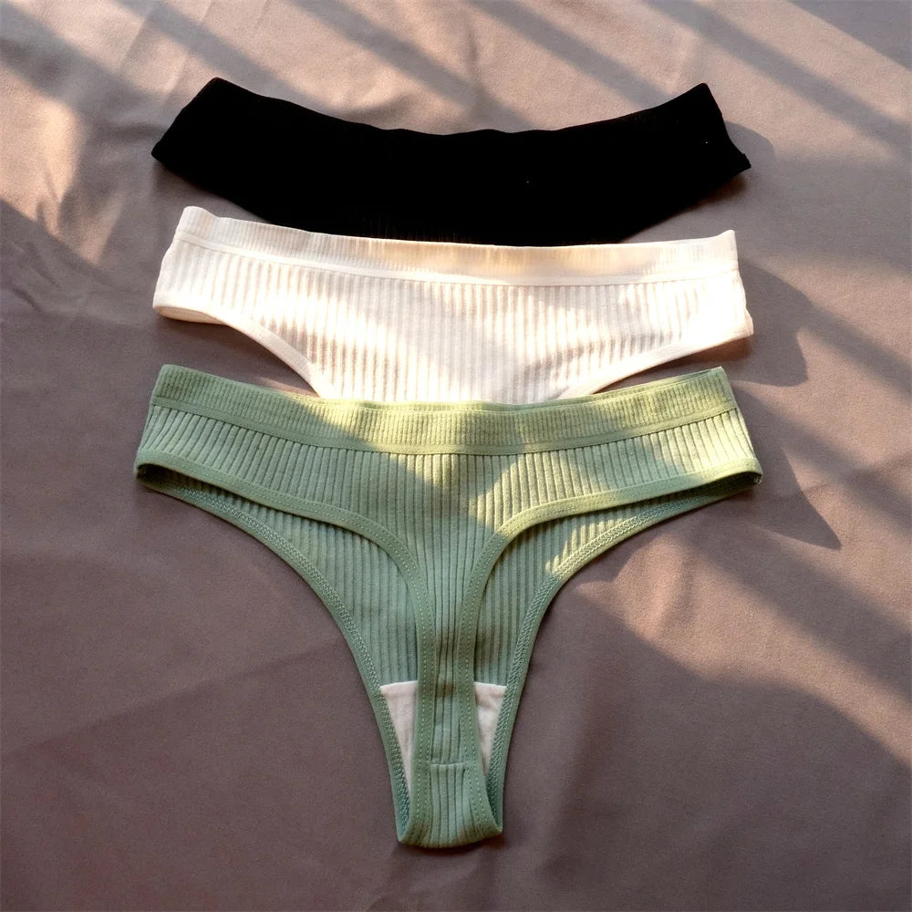 3 Pcs Women’s Seamless Cotton G-String Set