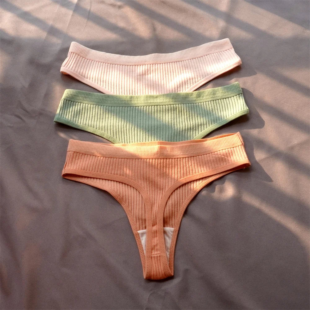 3 Pcs Women’s Seamless Cotton G-String Set