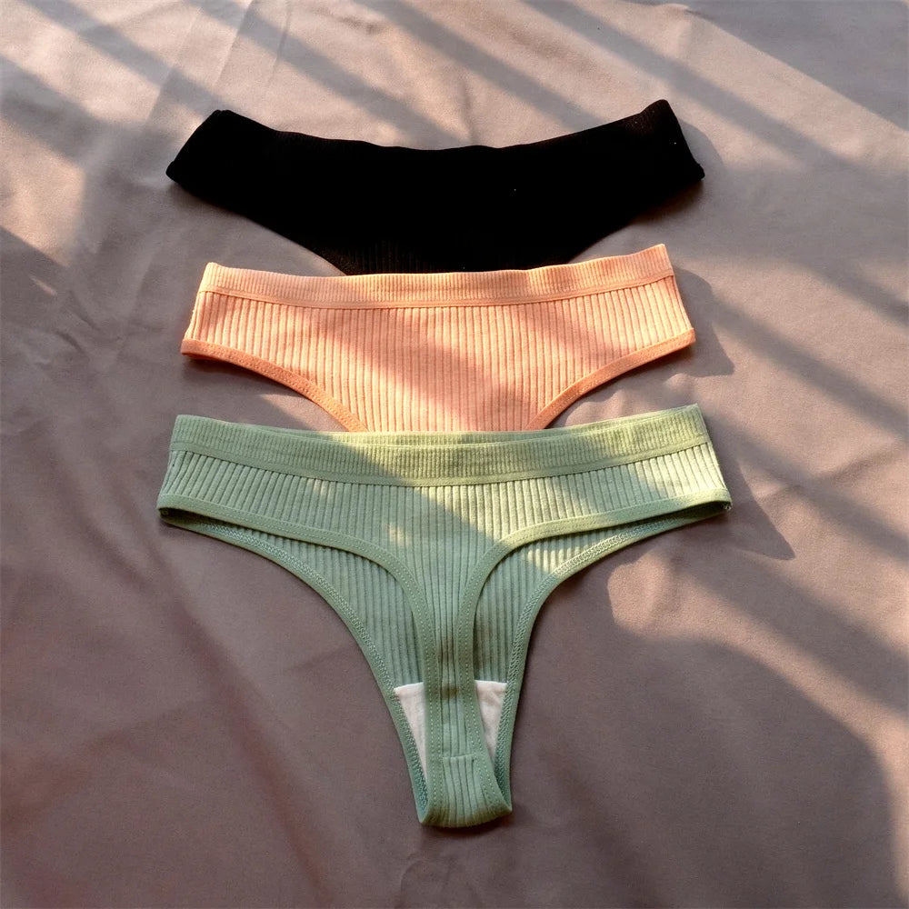 3 Pcs Women’s Seamless Cotton G-String Set