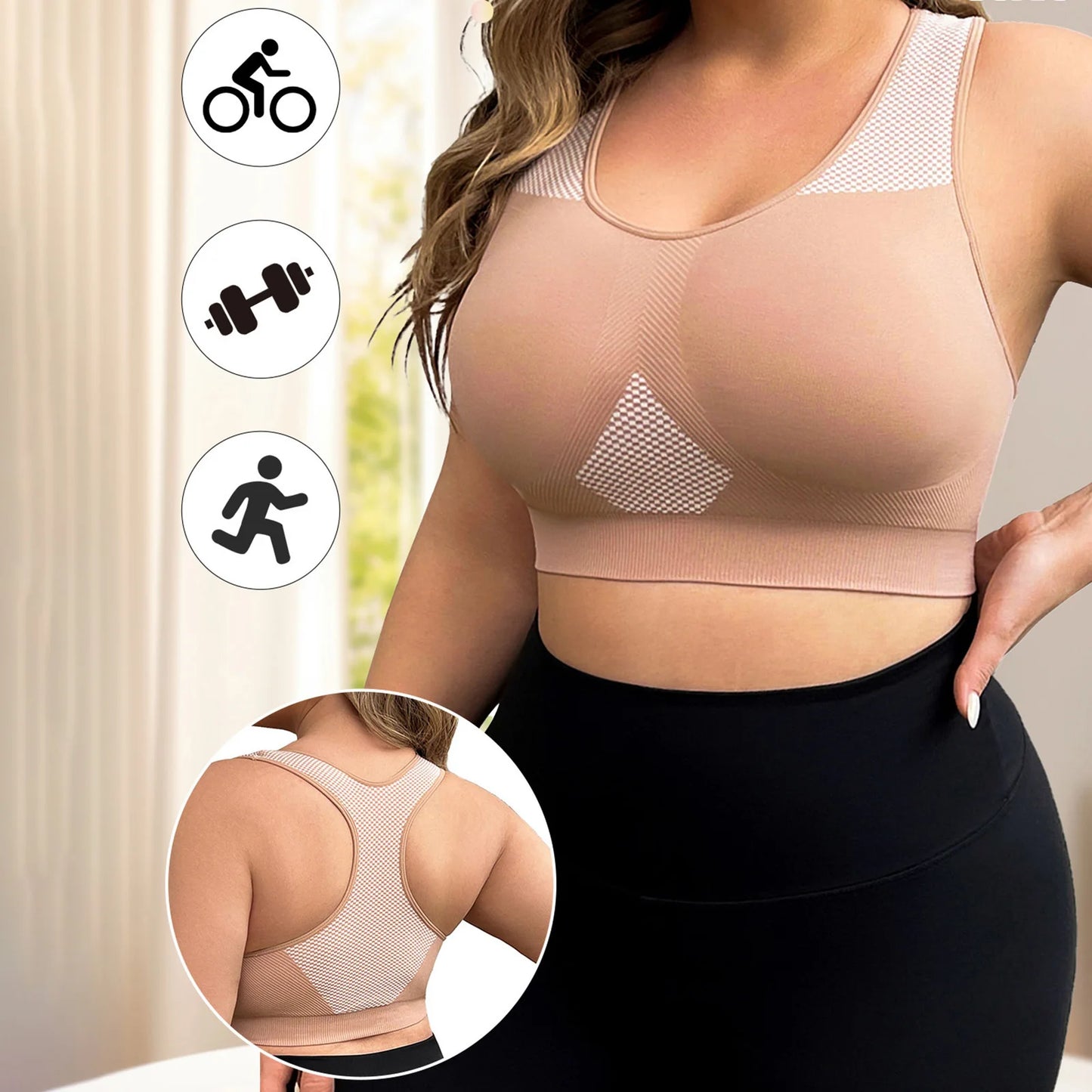 L–3XL Women’s Seamless Push-Up Yoga Bra Plus Size Fitness Tank Top Racerback Vest