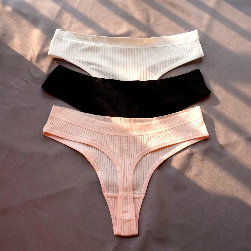 3 Pcs Women’s Seamless Cotton G-String Set