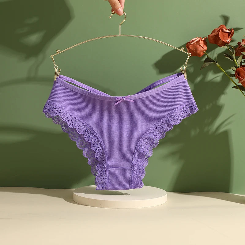 3PCS Women’s Low-Rise Lace Cotton Panties Set