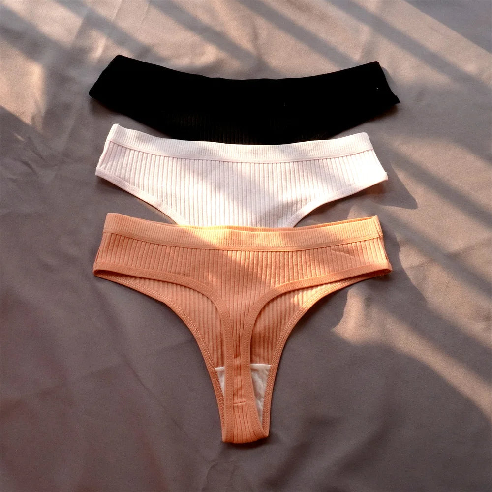 3 Pcs Women’s Seamless Cotton G-String Set