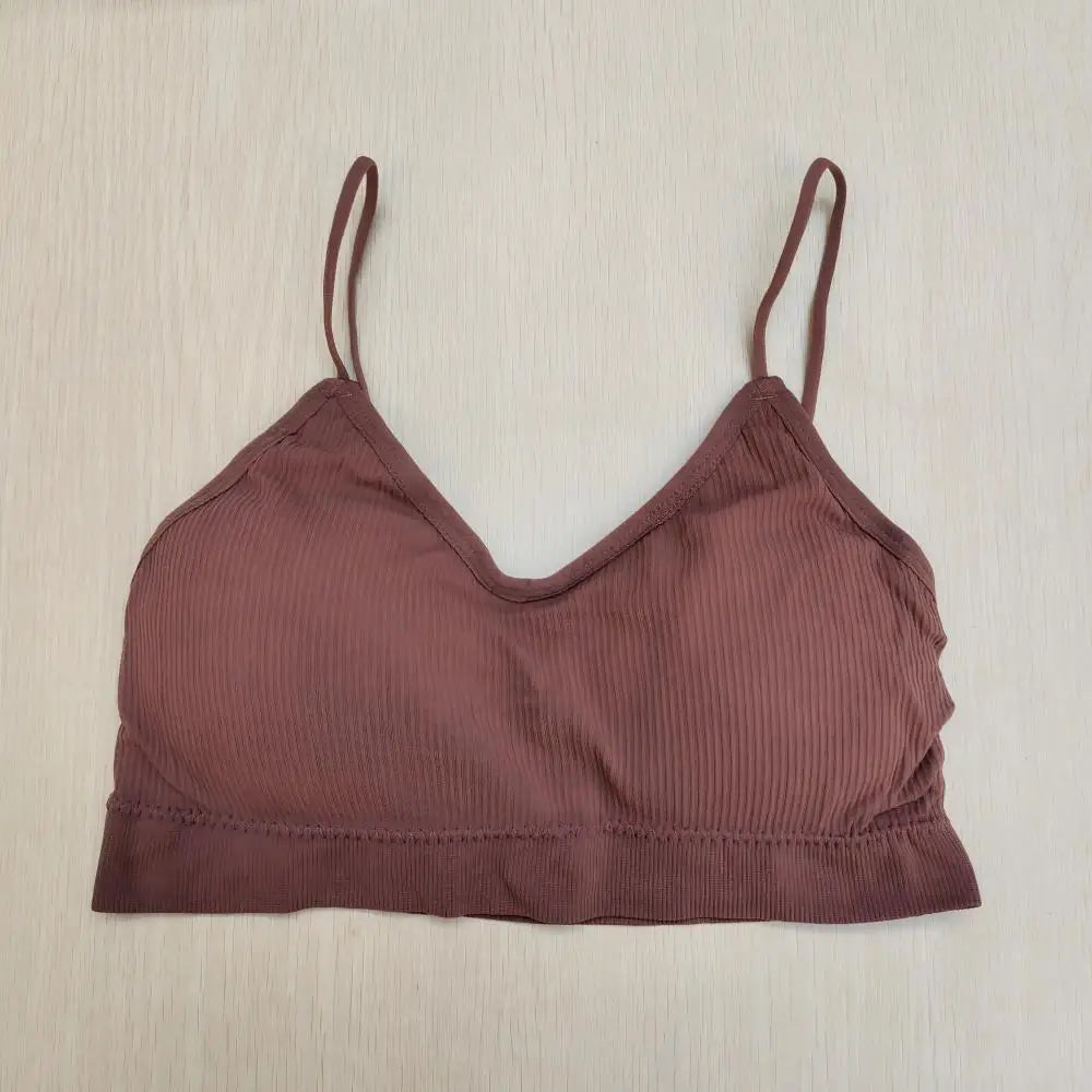 Women’s Fast-Dry Padded Sports Bra Solid Color Fitness Yoga Top