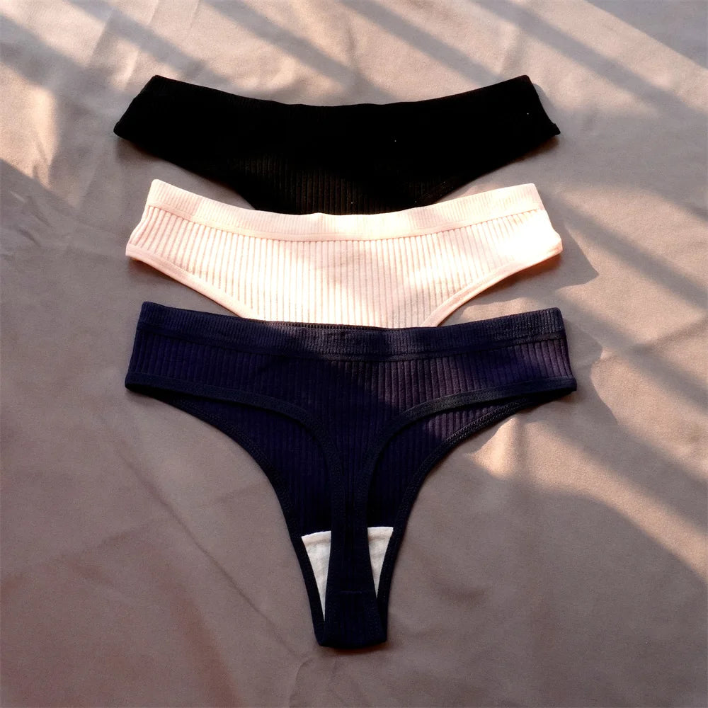 3 Pcs Women’s Seamless Cotton G-String Set