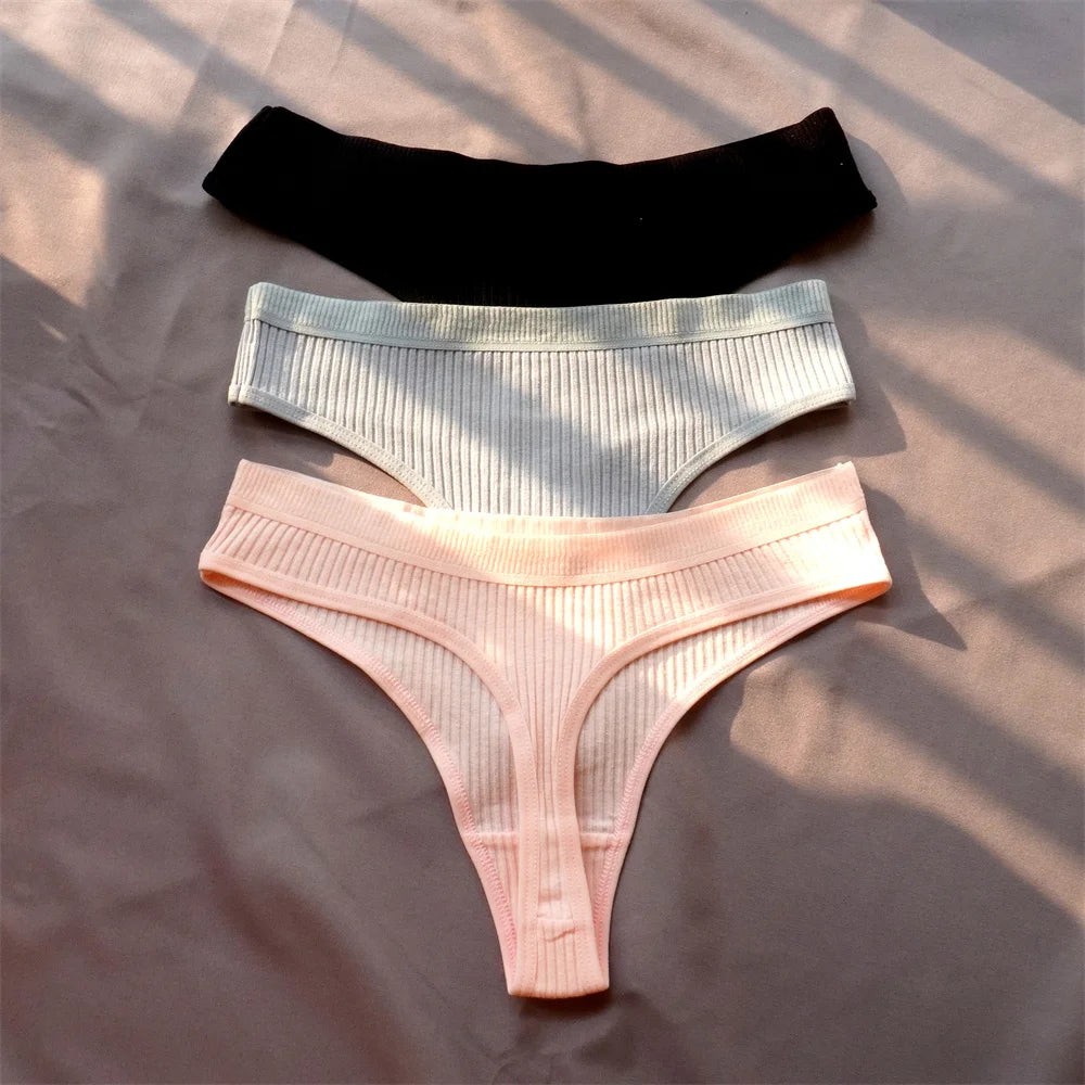 3 Pcs Women’s Seamless Cotton G-String Set