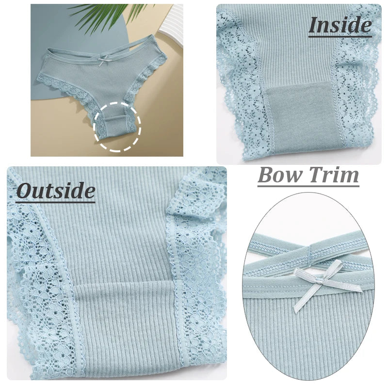 3PCS Women’s Low-Rise Lace Cotton Panties Set