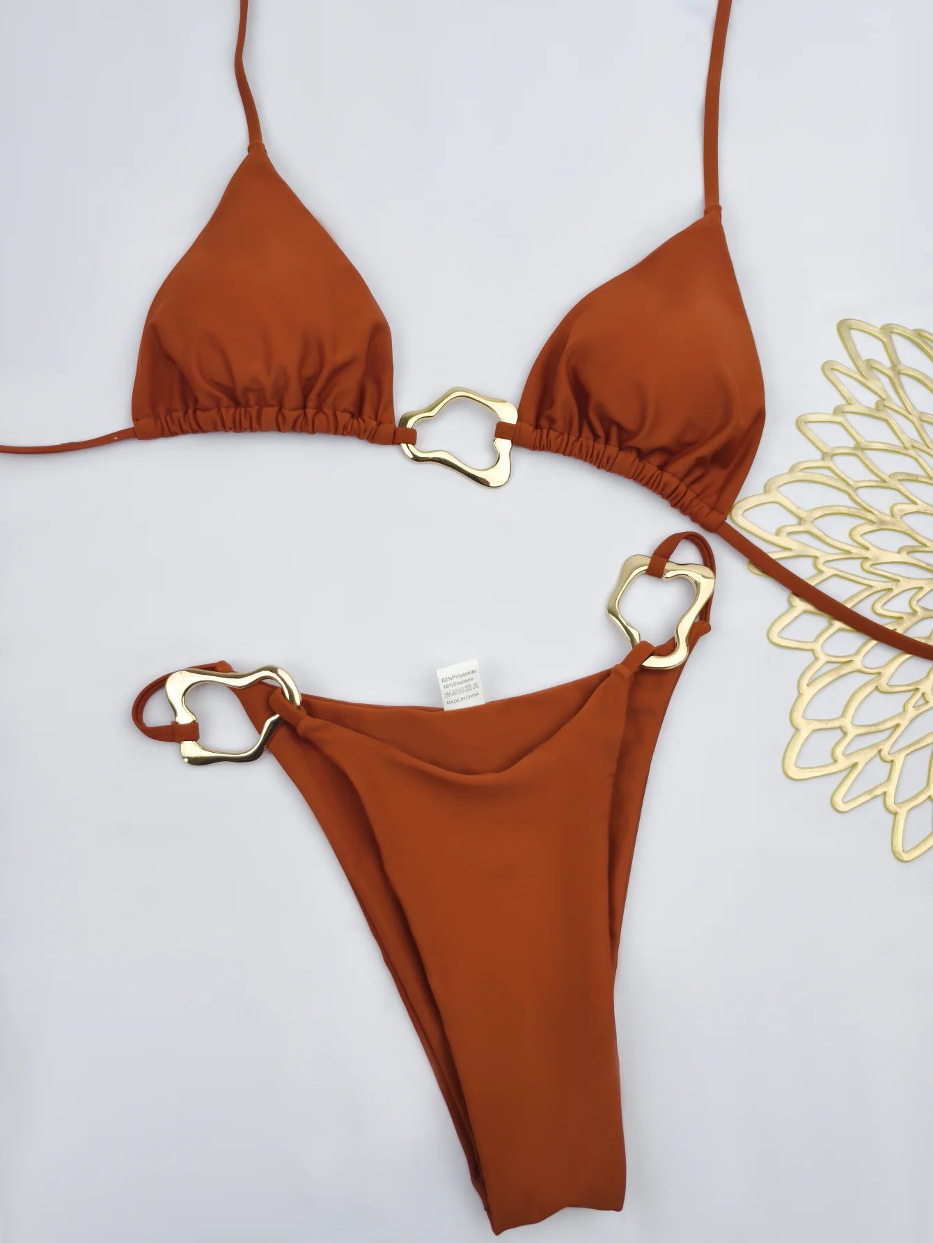 Women’s Lace-Up Bikini – Solid Color Two-Piece Swimsuit with Adjustable Ties