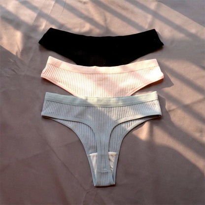 3 Pcs Women’s Seamless Cotton G-String Set