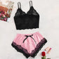 Midnight Lace Sleepwear Set – Sexy Two-Piece Cami and Shorts Lingerie