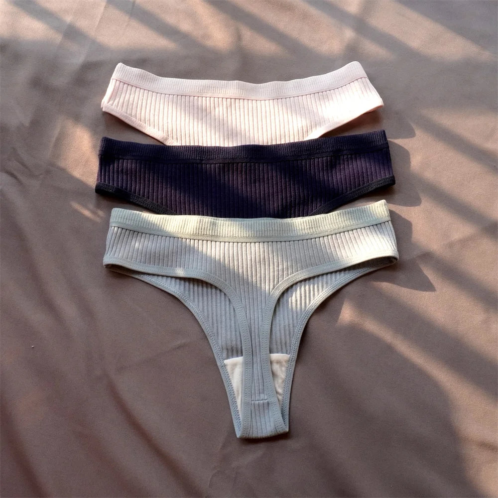 3 Pcs Women’s Seamless Cotton G-String Set