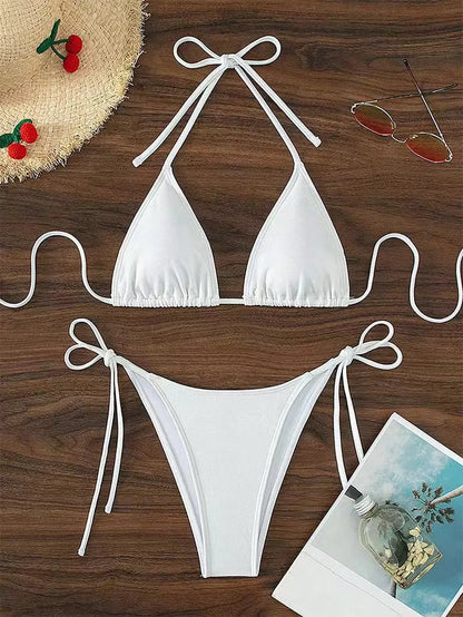 Lace-Up Brazilian Thong Bikini Set
