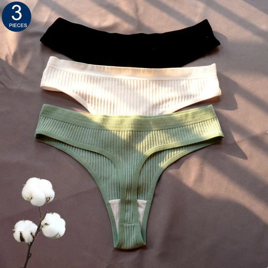 3 Pcs Women’s Seamless Cotton G-String Set