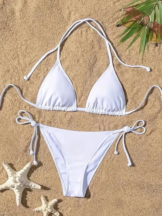 Lace-Up Brazilian Thong Bikini Set
