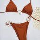 Women’s Lace-Up Bikini – Solid Color Two-Piece Swimsuit with Adjustable Ties